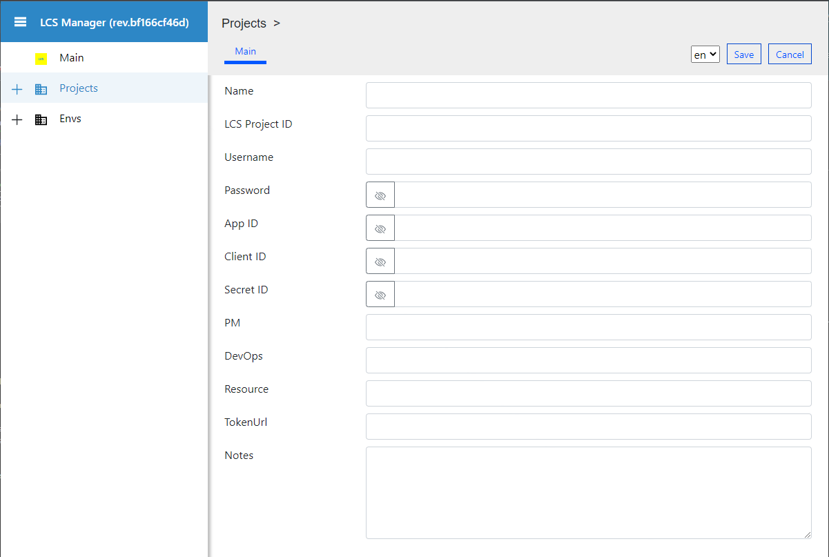 Setup new project fields