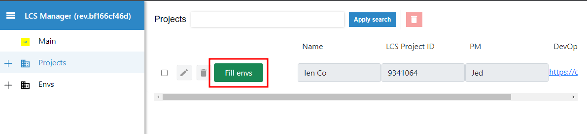 Fill env list